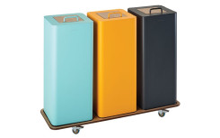 Support à roulette en bois pour station de tri intérieur moderne BONNY