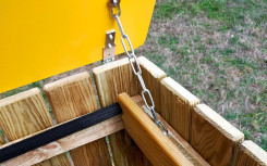 Poubelle carrée bois duo ou trio, Corbeille exterieure de tri sélectif