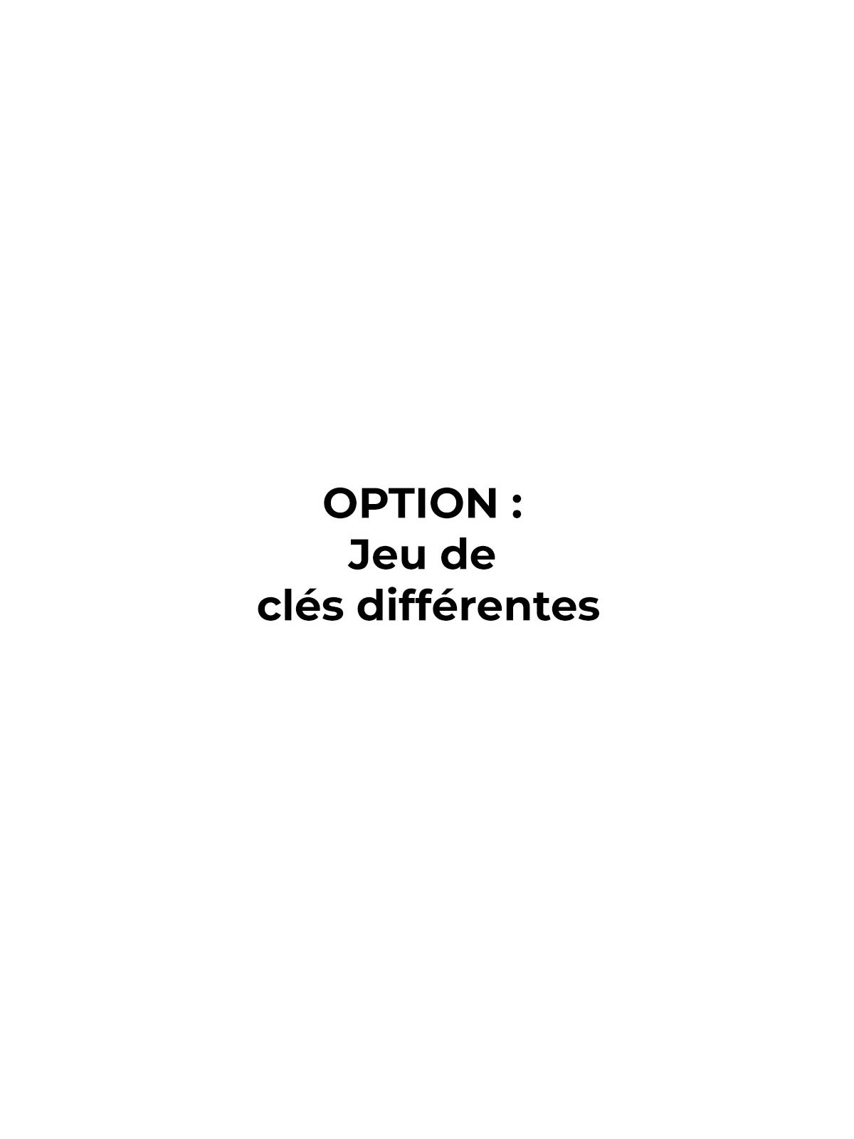 OPTION FERMETURE PAR JEU DE CLÉS DIFFÉRENTES