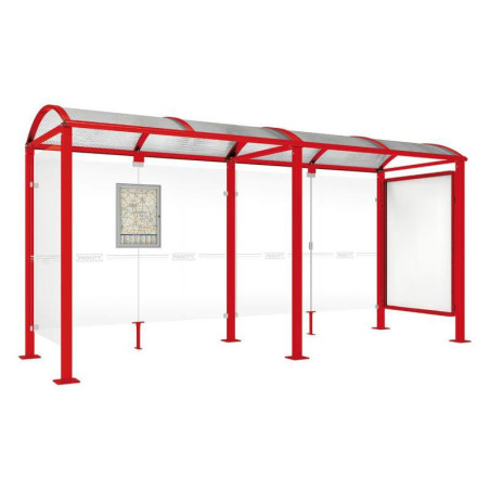 Abri bus extérieur CANET 5000 mm avec vitrine, Station bus conviviale