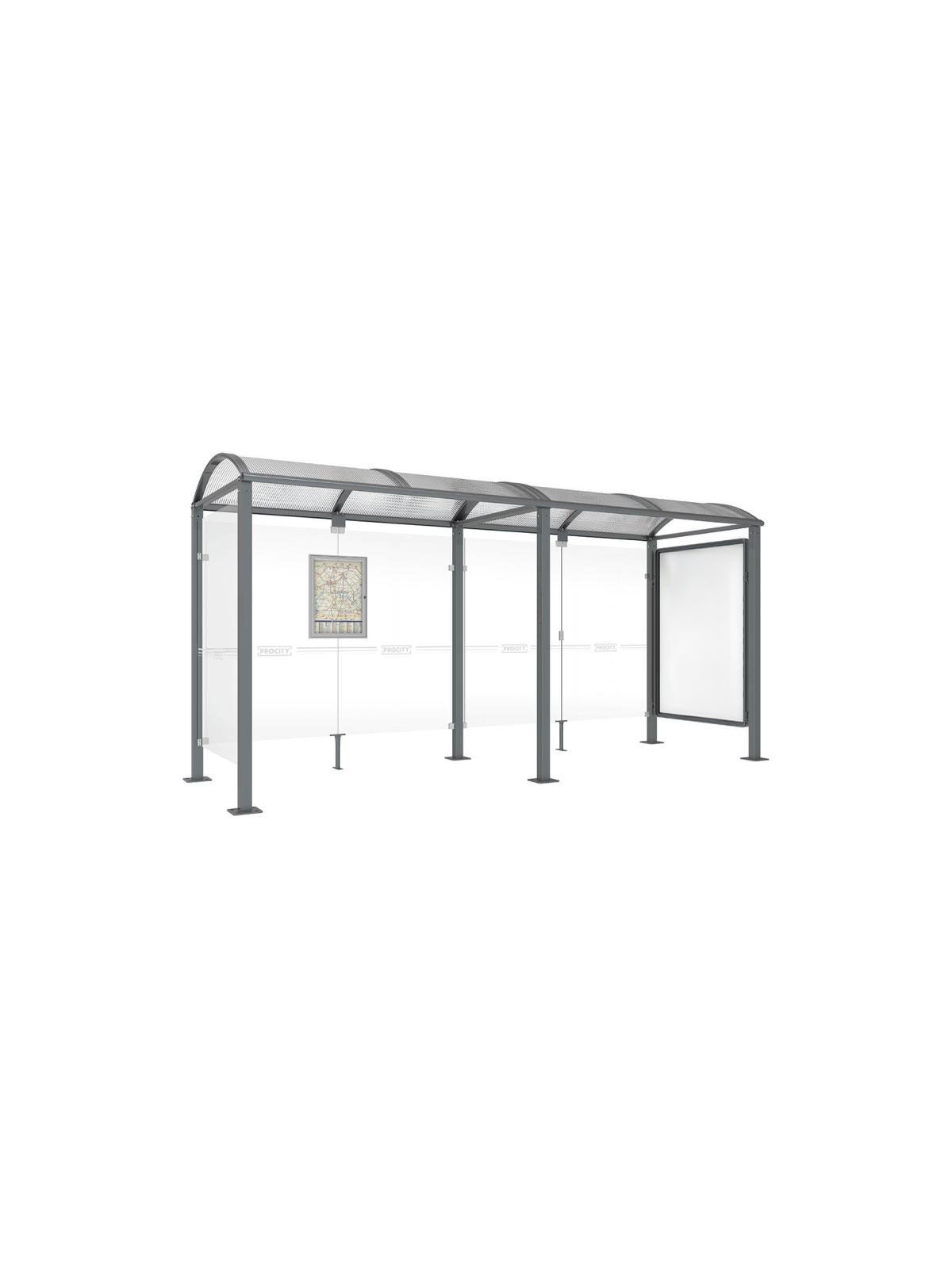 Abri bus extérieur CANET 5000 mm avec vitrine, Station bus conviviale