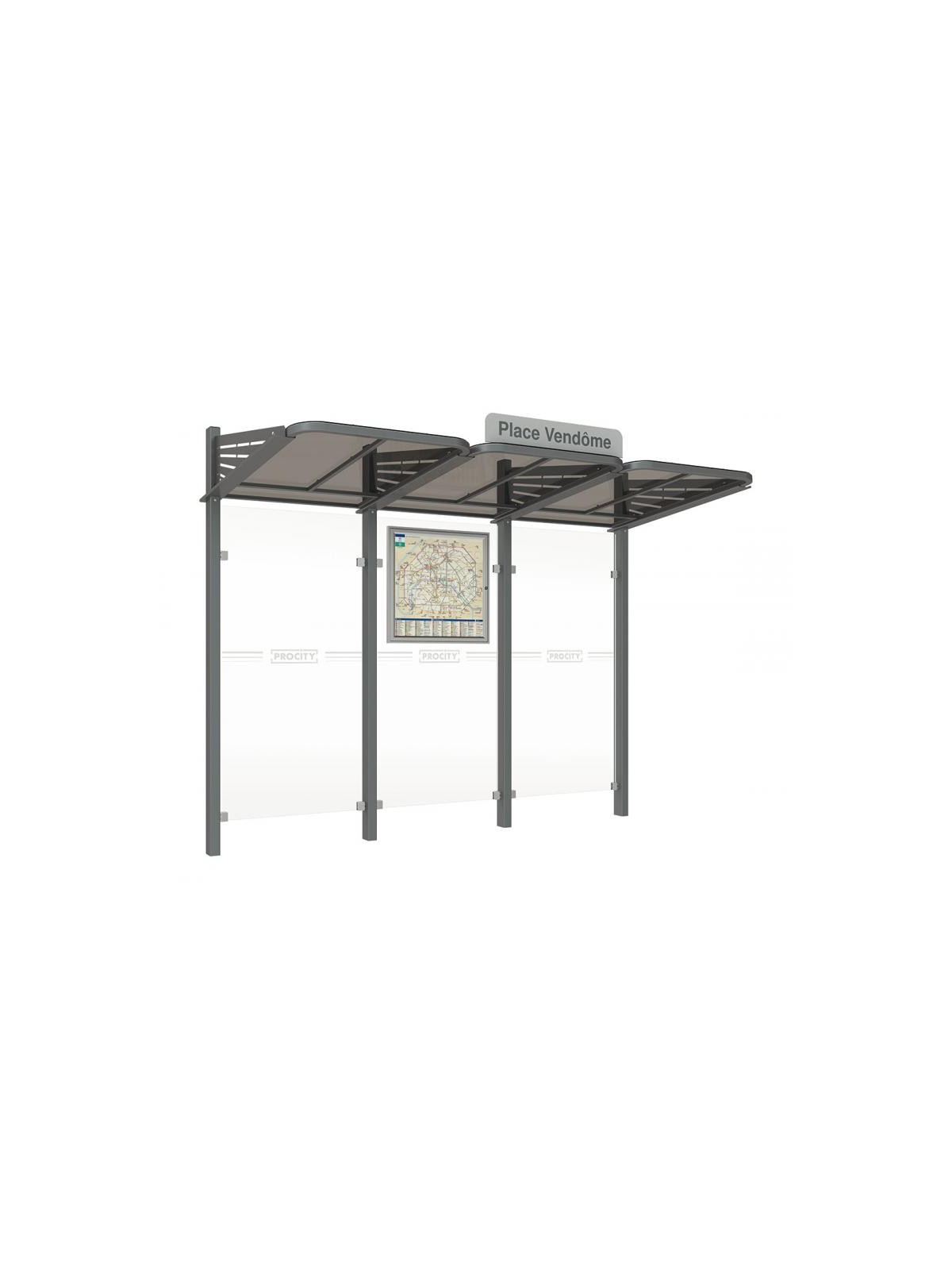 ABRI BUS EXTERIEUR MODERNE POUR VILLE ET COLLECTIVITÉ
STATION DE BUS LANO 3000 mm AVEC VITRES