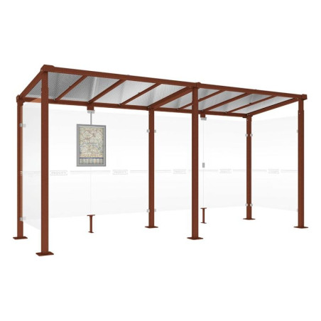 GRANDE STATION BUS CONVIVIALE TITANE 5000 mm POUR ESPACE URBAIN
ABRI EXTERIEUR DE BUS POUR RÉSEAU DE BUS DÉVELOPPÉ