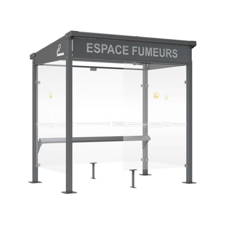 COUPE VENT TOITURE FACE AVANT 2500 mm POUR ABRI FUMEUR URBAIN