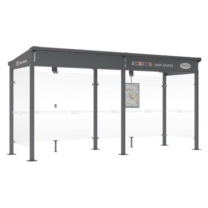 COUPE VENT TOITURE FACE AVANT STATION BUS 5000 mm
OPTION DE PROTECTION POUR ABRI URBAIN EXTERIEUR
