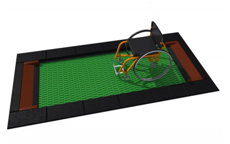 Trampoline inclusif 1500x3000 jeu extérieur PMR aire de jeux inclusive