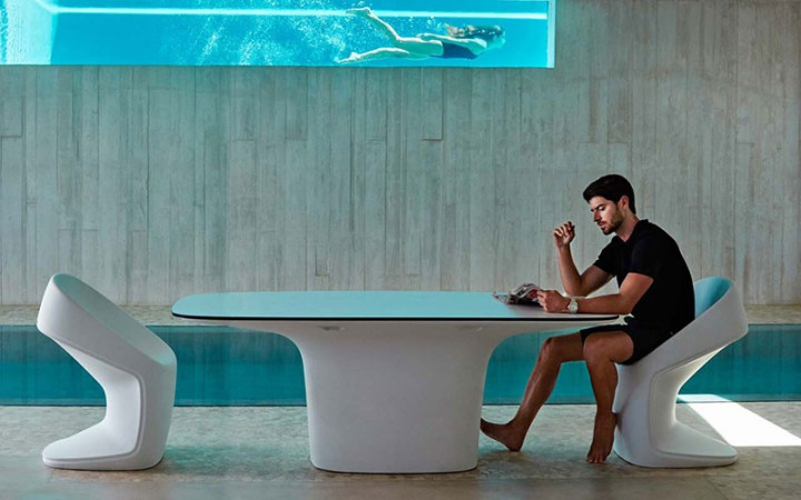 TABLE BASSE UFO MODERNE POUR TERRASSE JARDIN ET HALL DE RÉCEPTION
MOBILIER DESIGN ET CONTEMPORAIN 100% RECYCLABLE