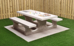 TABLE BETON MULTI JEUX DE SOCIETE béton naturel