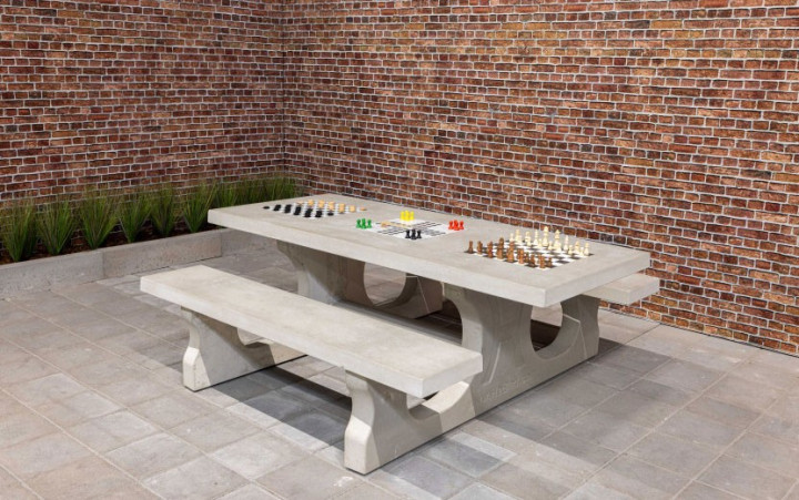 TABLE BETON MULTI JEUX DE SOCIETE béton naturel