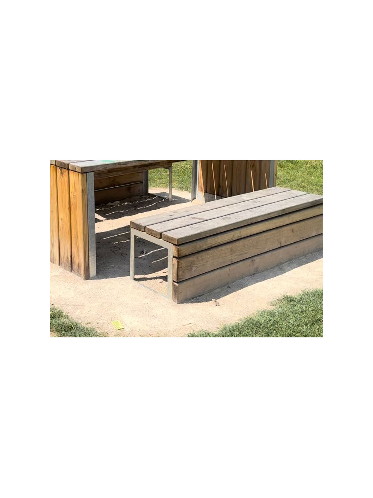 Banquette exterieure urbaine PICTECO 2 places en bois et acier brut