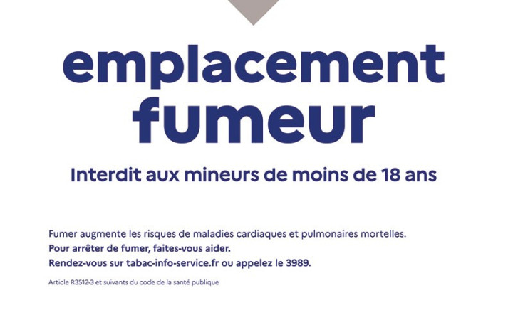 PANNEAU EXTÉRIEUR EMPLACEMENT FUMEUR
CAMPAGNE ANTI-TABAC POUR COLLECTIVITÉ ÉCOLE PLAGE PARC ET JARDIN