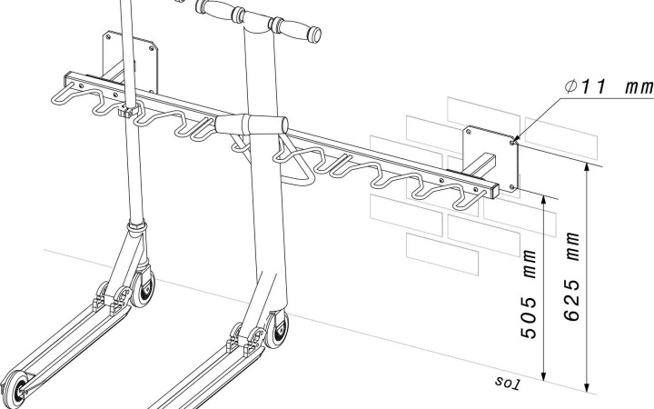 SUPPORT 9 TROTTINETTES MURAL