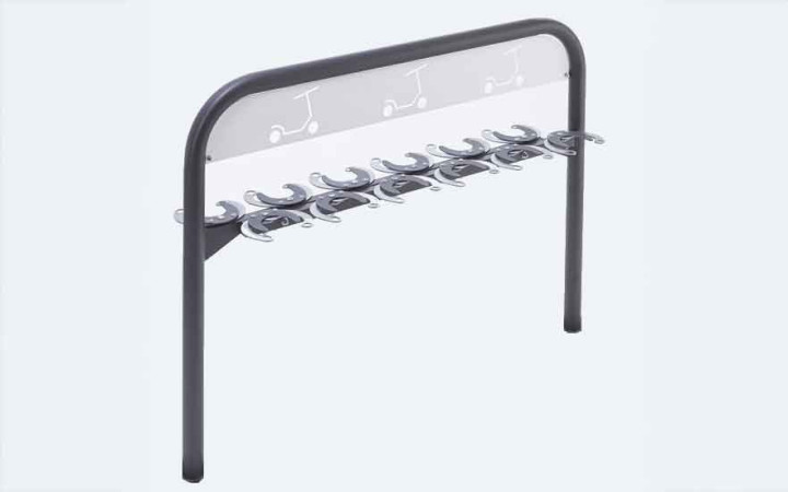 SUPPORT 12 TROTTINETTES SUR PIED - FACE A FACE A SCELLER