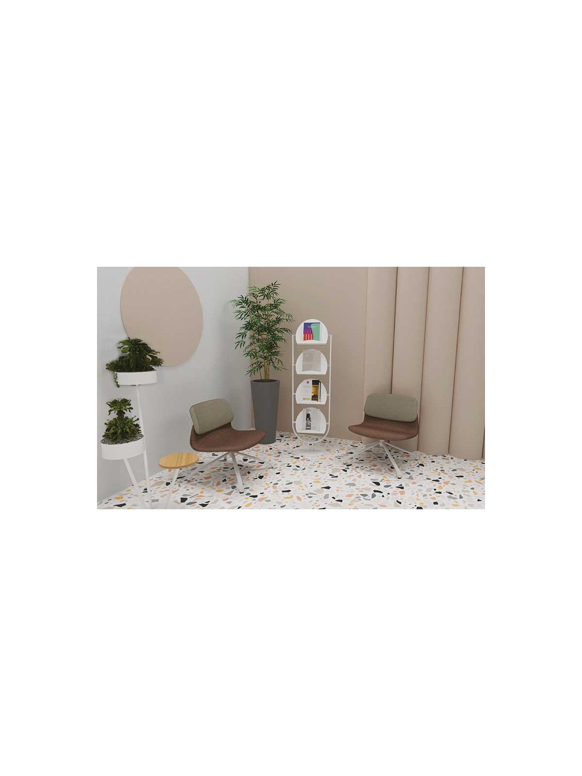 PRÉSENTOIR INTÉRIEUR DESIGN PABLO 4 TABLETTES
PORTE REVUE MAGAZINE ENTREPRISE ET SALLE D ATTENTE