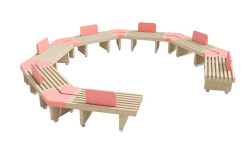 GAMME MOBILIER URBAIN EN BOIS DESIBOIS - PACK 17 
BANC POUR ÉCOLE À L’EXTÉRIEUR
ASSISE EN BOIS NATUREL EN CERCLE
