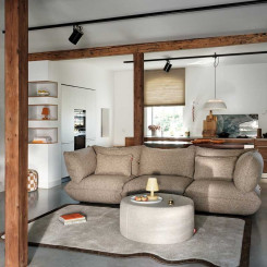 POUF MODERNE ET DESIGN PFFFH EN TISSU DOUX, SIEGE, TABLE D'APPOINT ET REPOSE-PIED