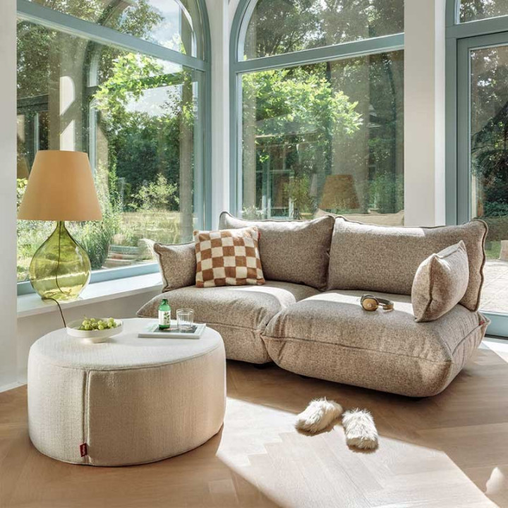 POUF MODERNE ET DESIGN PFFFH EN TISSU DOUX, SIEGE, TABLE D'APPOINT ET REPOSE-PIED