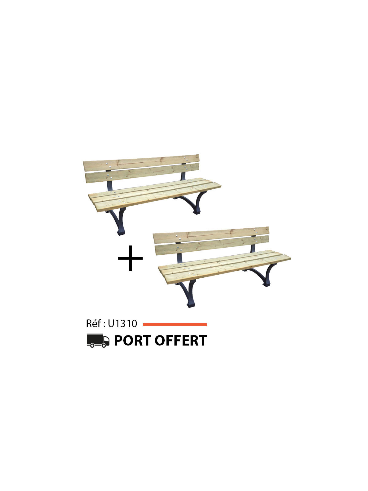 LOT DE 2 BANCS FAUBOURG PIN TRAITE
