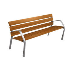 Banc exterieur acier et bois exotique ARDOUR, Mobilier urbain moderne