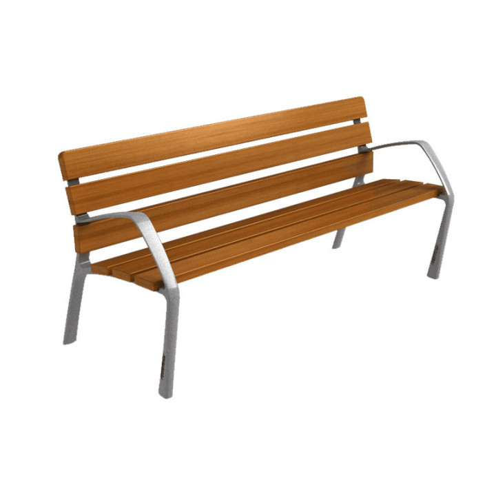 Banc exterieur acier et bois exotique ARDOUR, Mobilier urbain moderne