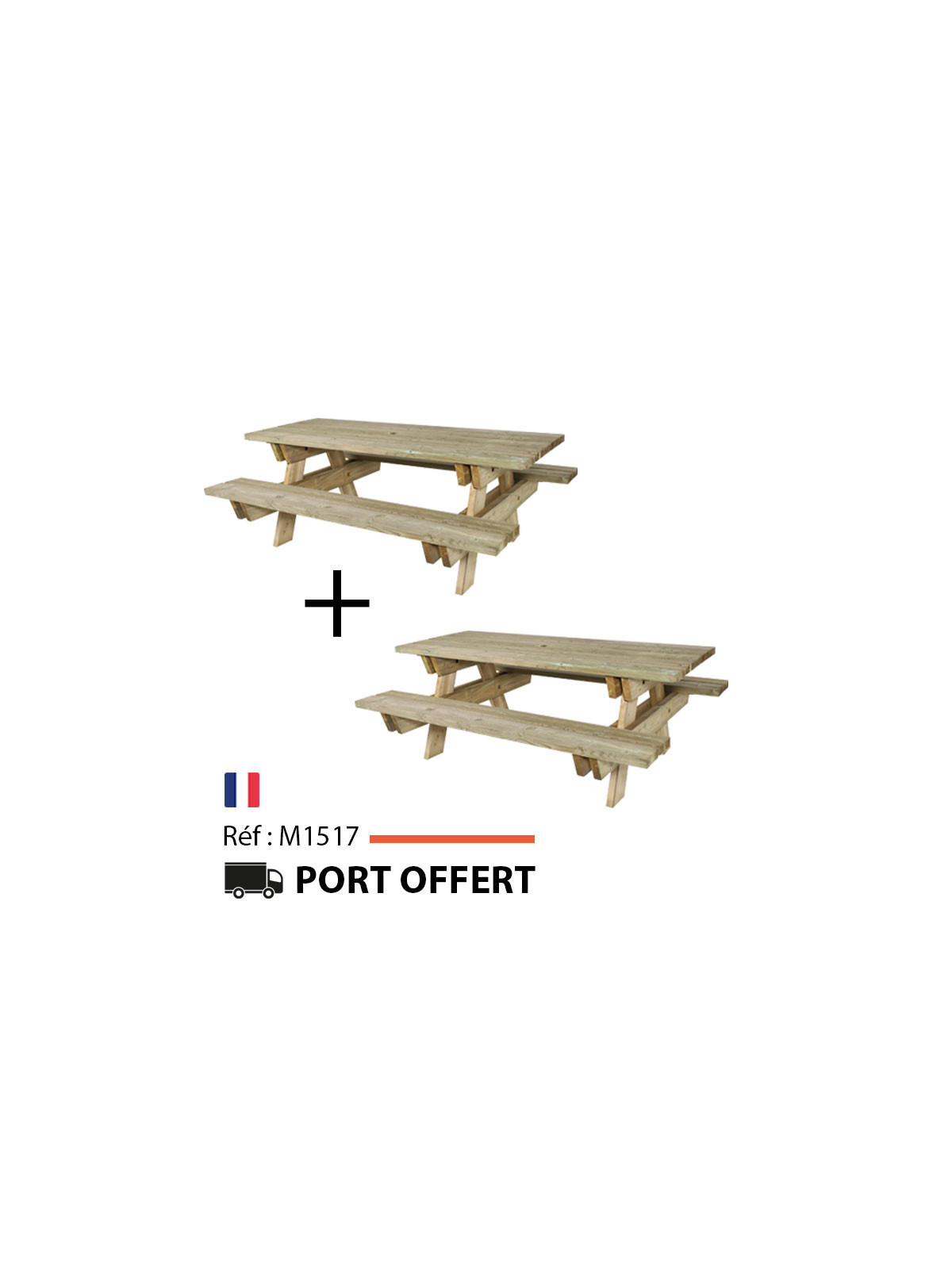 LOT DE 2 TABLES PIQUE NIQUE TAIGA