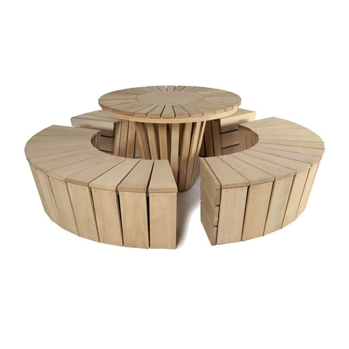 ENSEMBLE TABLE DE PIQUE NIQUE SELENE ET BANQUETTE EN BOIS PIN OU ROBINIER
MOBILIER URBAIN DE REPOS POUR PARC ET ESPACE PUBLIC