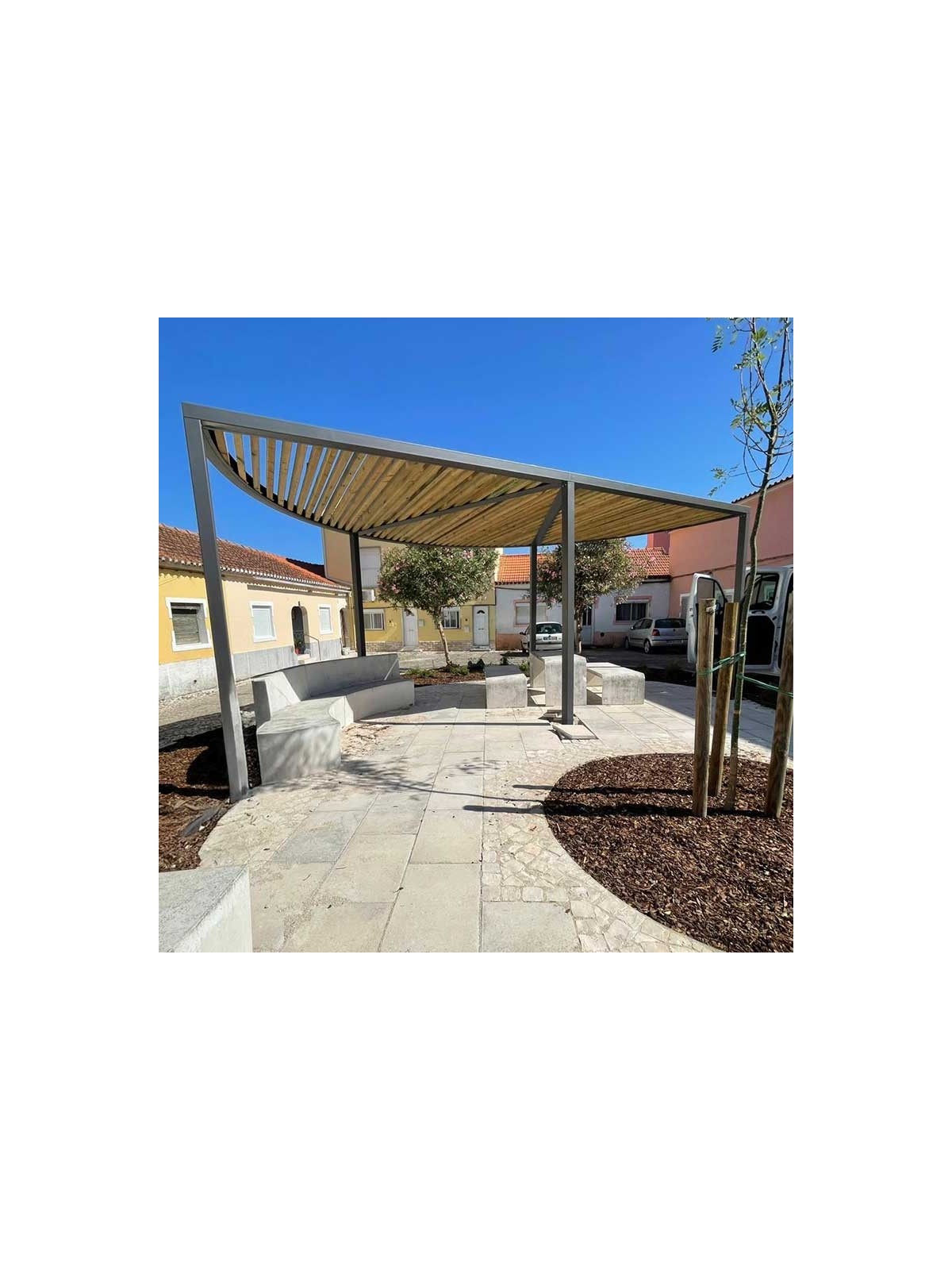 Pergola exterieur design MEIA LUA, aménagement ombragé MICROCUBO