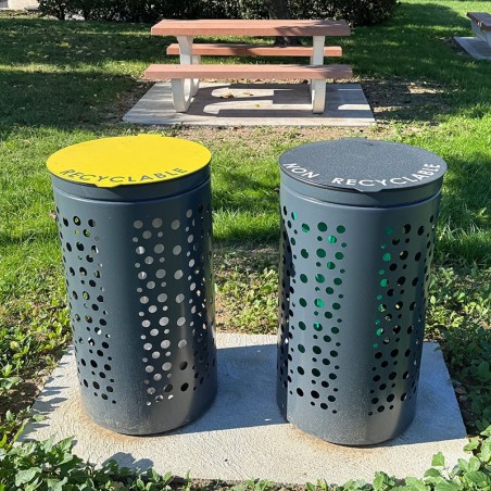 LOT 2 CORBEILLES DE TRI OLYMPE 120 L JAUNE ET GRIS