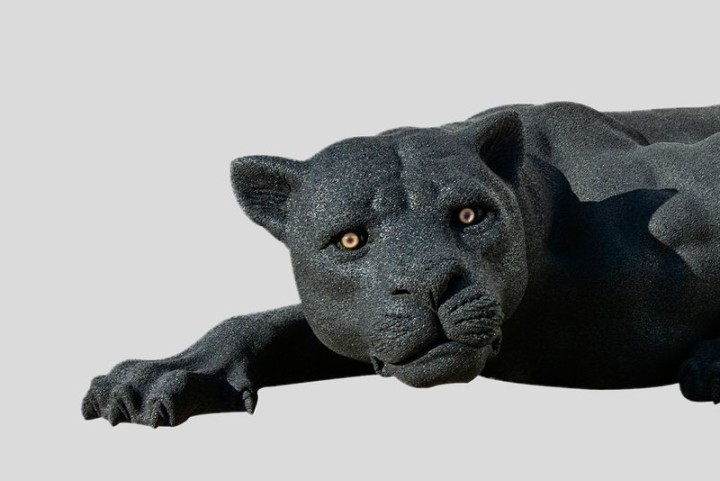 Sculpture Panthère Noire | Sculpture réaliste en caoutchouc recyclé