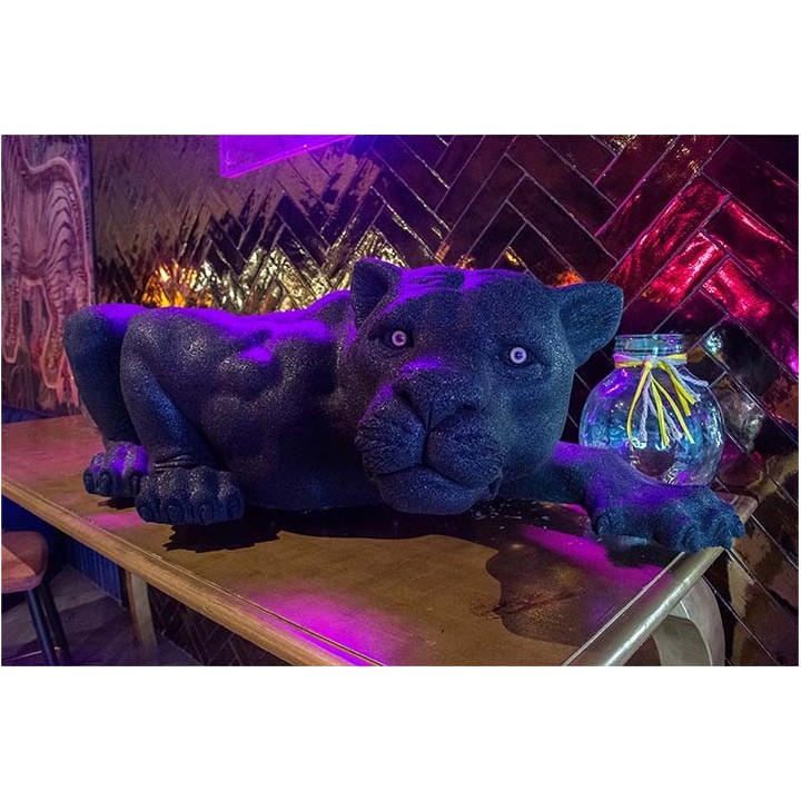 Sculpture Panthère Noire | Sculpture réaliste en caoutchouc recyclé