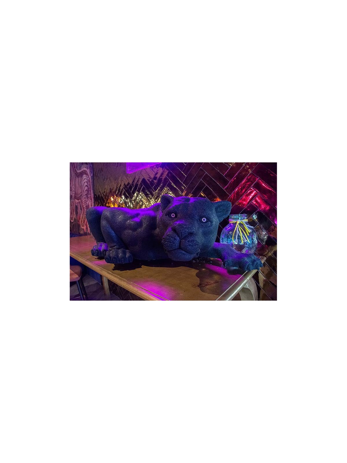 Sculpture Panthère Noire | Sculpture réaliste en caoutchouc recyclé