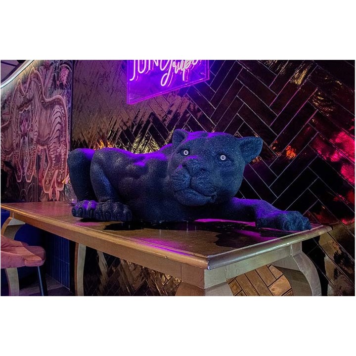 Sculpture Panthère Noire | Sculpture réaliste en caoutchouc recyclé