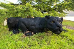 Sculpture Panthère Noire | Sculpture réaliste en caoutchouc recyclé