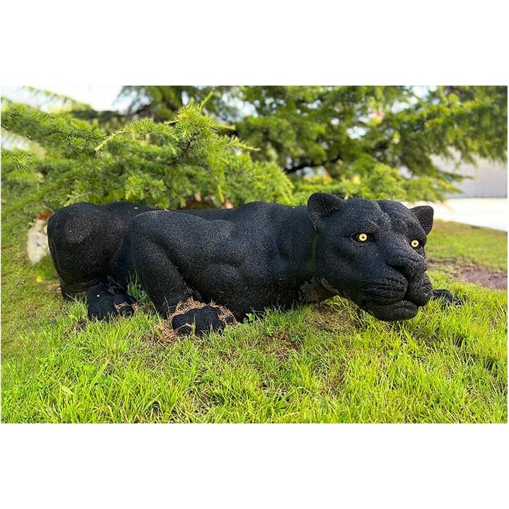 Sculpture Panthère Noire | Sculpture réaliste en caoutchouc recyclé