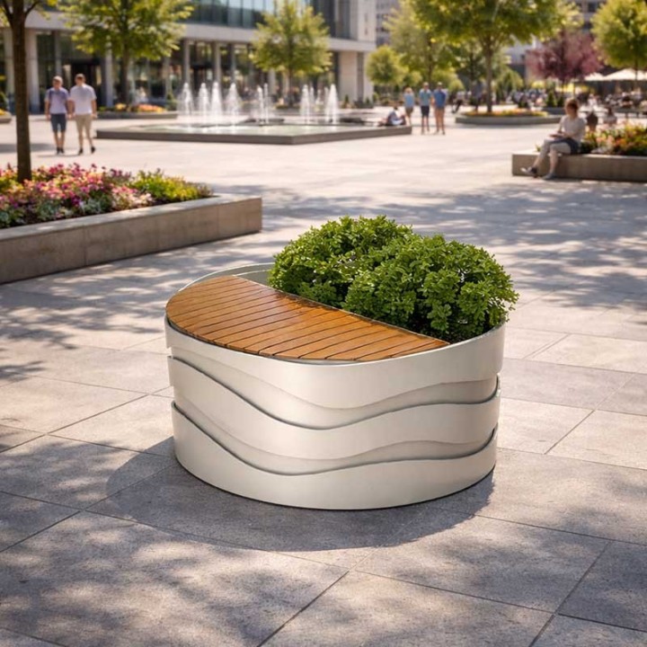 JARDINIÈRE EXTÉRIEURE MAR AVEC ASSISE MICROCUBO POUR COLLECTIVITÉ
JARDINIÈRE AVEC BANC MODERNE POUR ESPACE URBAIN