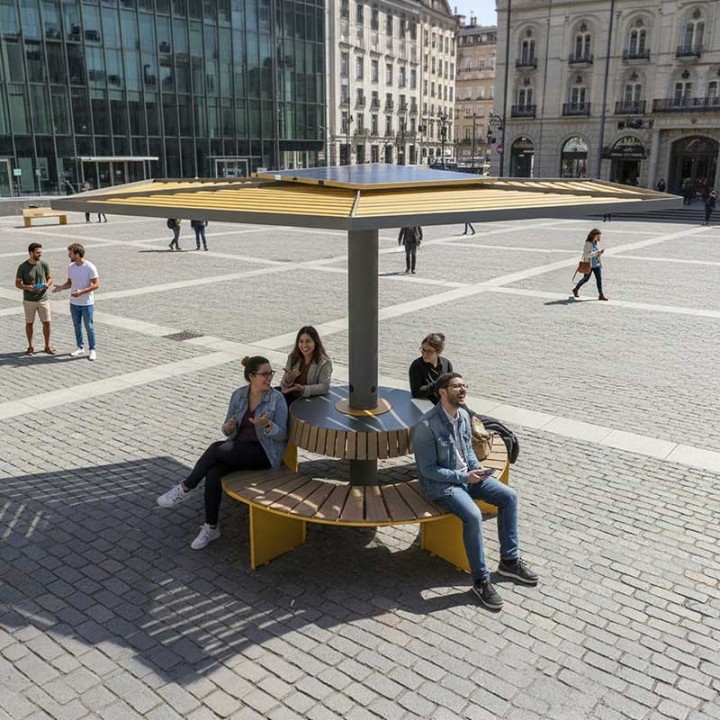 Pergola extérieure photovoltaïque ROBUS MICROCUBO | Mobilier urbain solaire
Pergola solaire moderne pour espace urbain