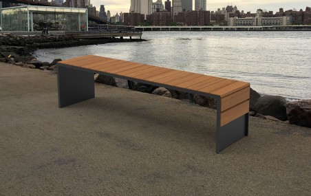 Banquette urbaine PAINEL fonte et bois | mobilier urbain MICROCUBO