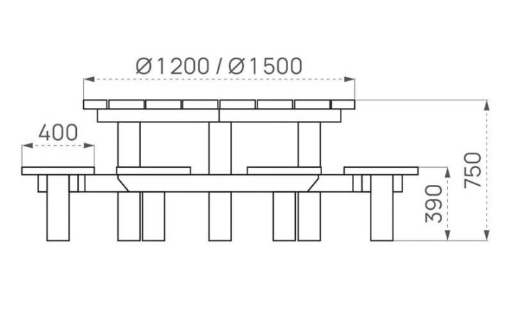 TABLE PIQUE NIQUE RONDE BANON 6 PLACES schema