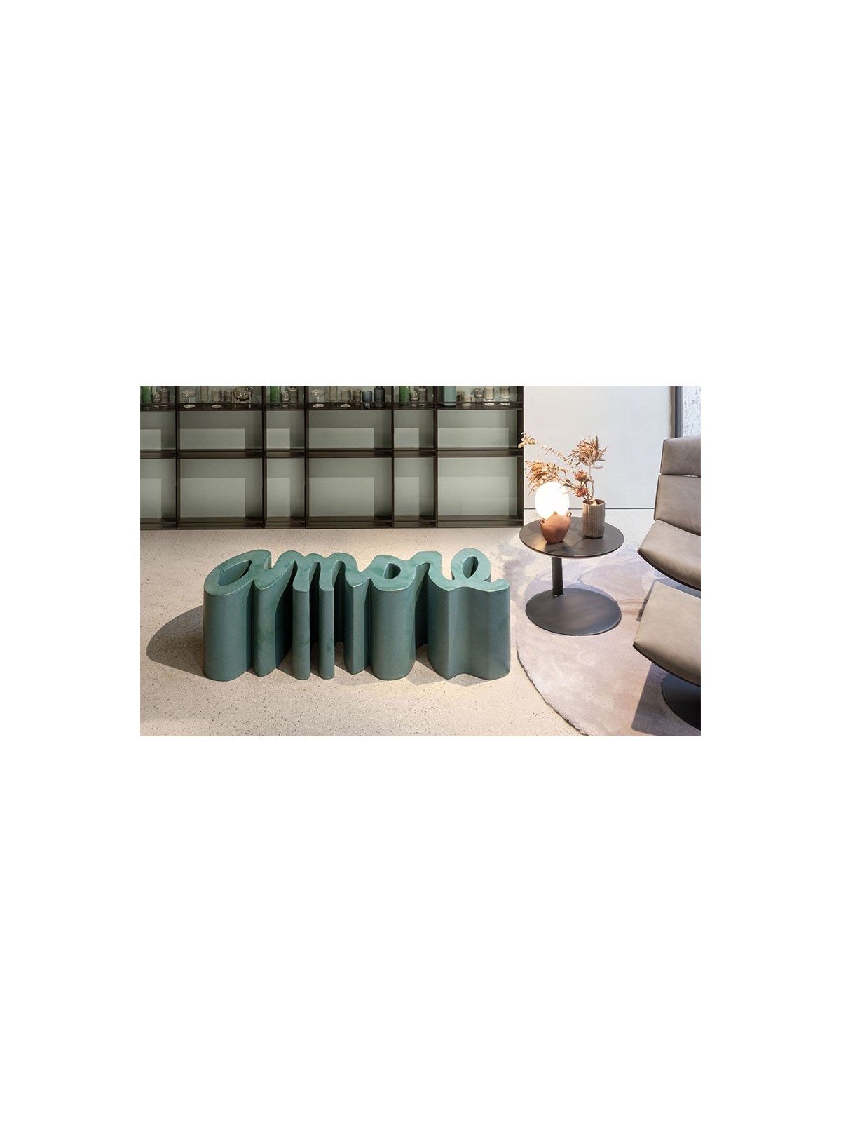 Banc AMORE Polypropylène recyclé à partir de cordes marines coloris pacific green