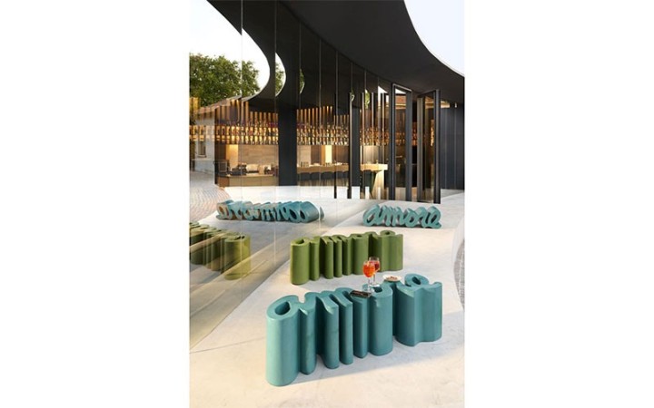 Banc AMORE Polypropylène recyclé à partir de cordes marines coloris pacific green