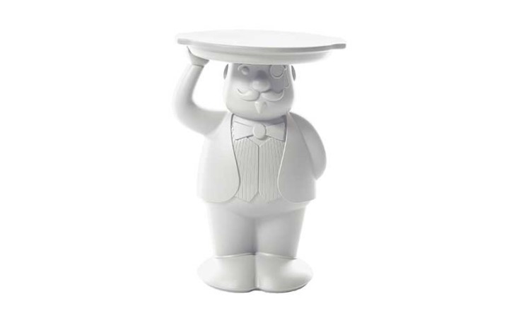 Table d’appoint Ambrogio blanc en polyéthylène design pour usage intérieur et extérieur