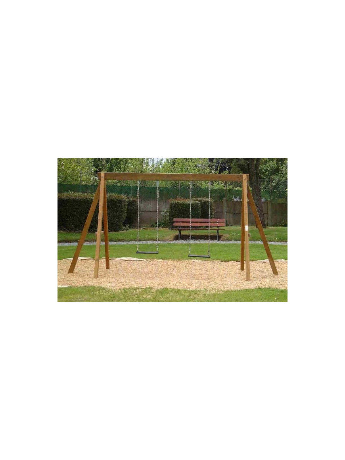 PORTIQUE BOIS 2 M 2 BALANCOIRES POUR ENFANT
JEU EXTERIEUR POUR ECOLE ET AIRE DE JEUX