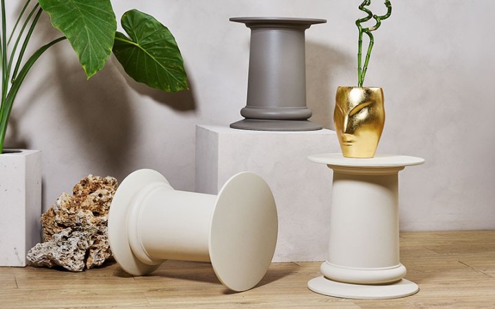 TABLE D'APPOINT ROMA MODERNE DESIGN COLONNE ROMAINE
SUPPORT POT DE FLEUR, TABOURET HAUT DE GAMME DESIGN ITALIEN