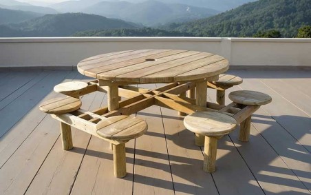 TABLE PIQUE NIQUE RONDE BANON 8 PLACES