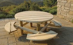 TABLE PIQUE NIQUE RONDE PRUNE