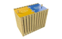 Corbeille de tri sélectif bois poubelle extérieur recyclage de déchets