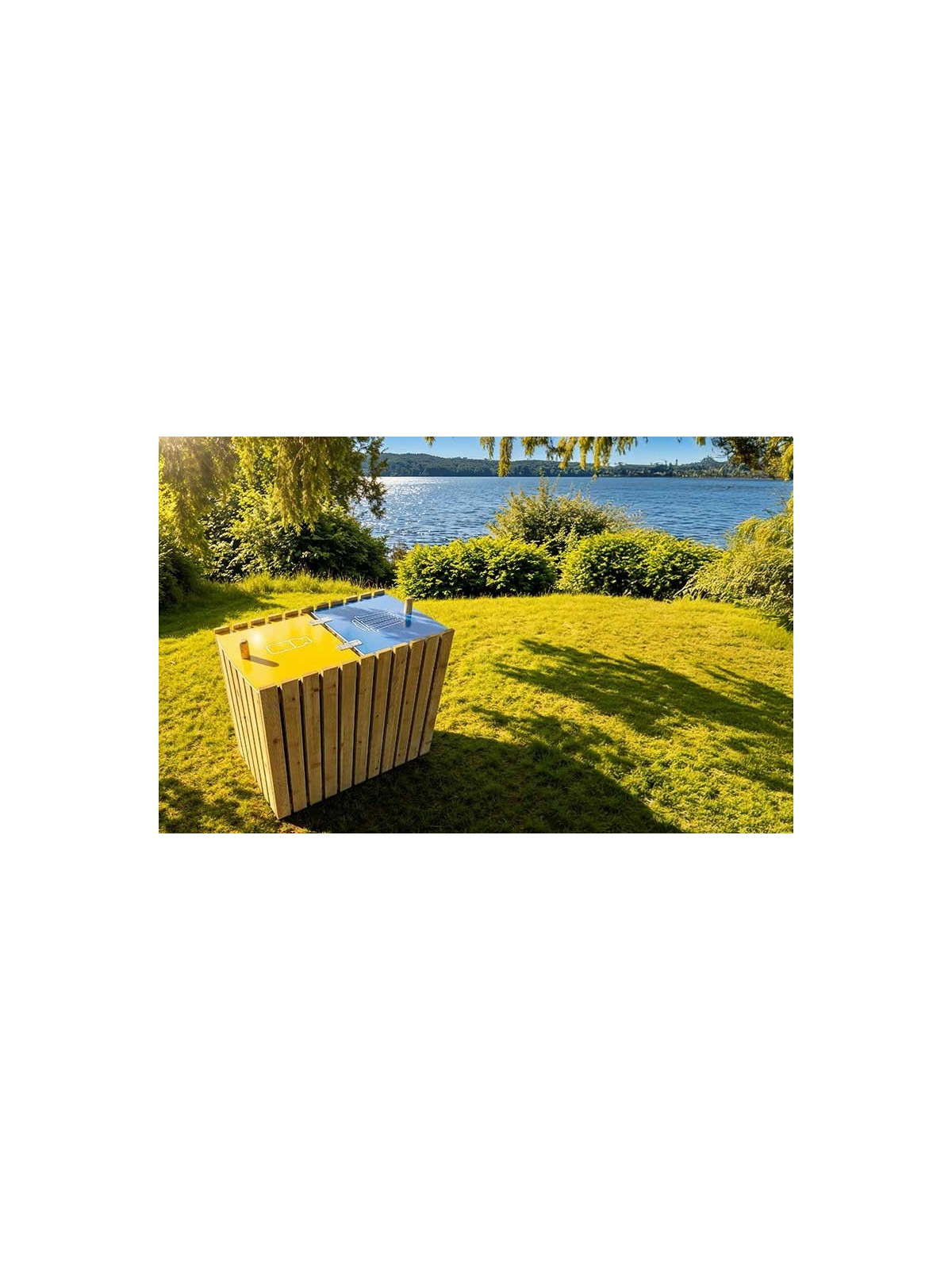 Corbeille de tri sélectif bois poubelle extérieur recyclage de déchets