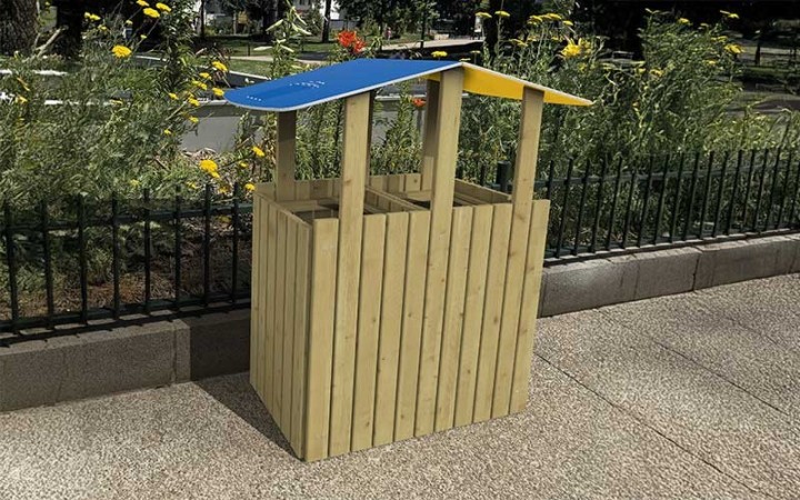 CORBEILLE TRI SÉLECTIF AVEC TOIT