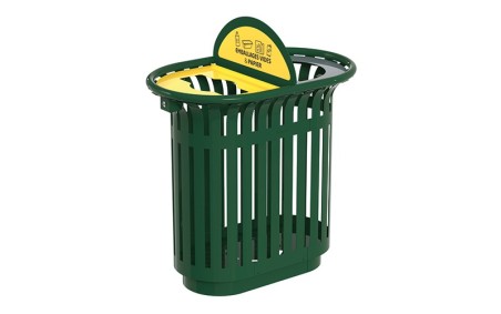 Corbeille de tri extérieur TULIPE 2 x 60 L avec totem signalétique