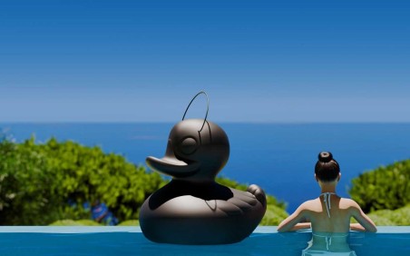 STATUE DE CANARD DESIGN CONTEMPORAIN MEGA DUCK noir